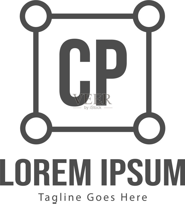 首字母CP现代框架标志模板图标素材
