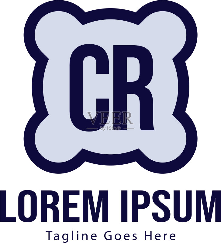 现代框架CR首字母Logo模板图标素材
