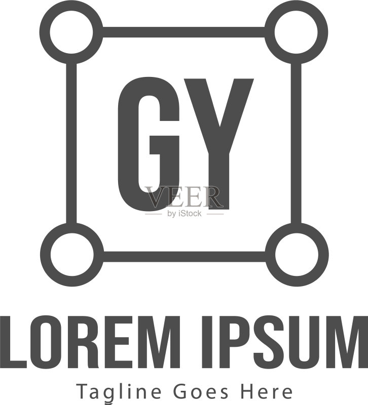 带有现代框架的GY字母logo模板图标素材
