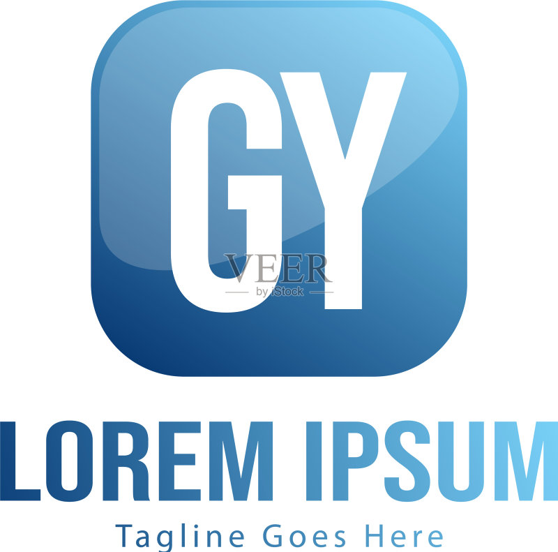 带有现代框架的GY字母logo模板图标素材