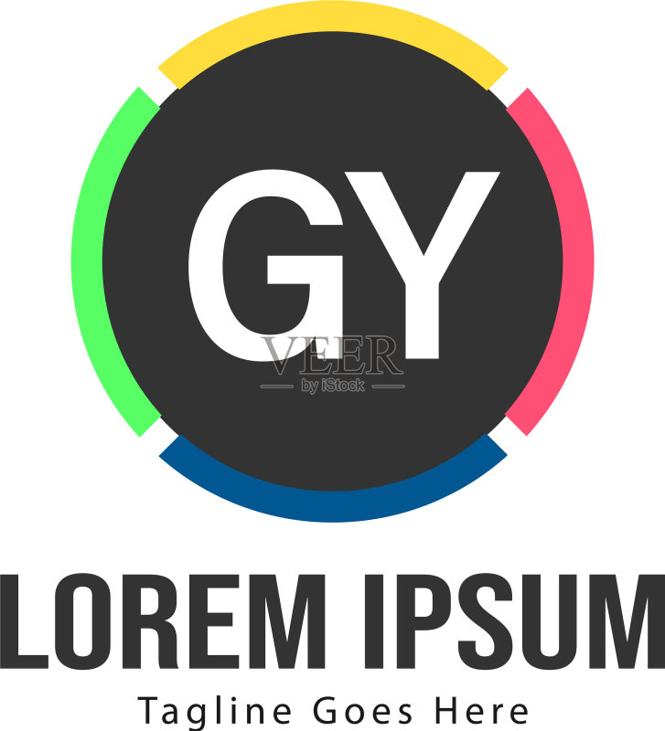 带有现代框架的GY字母logo模板图标素材