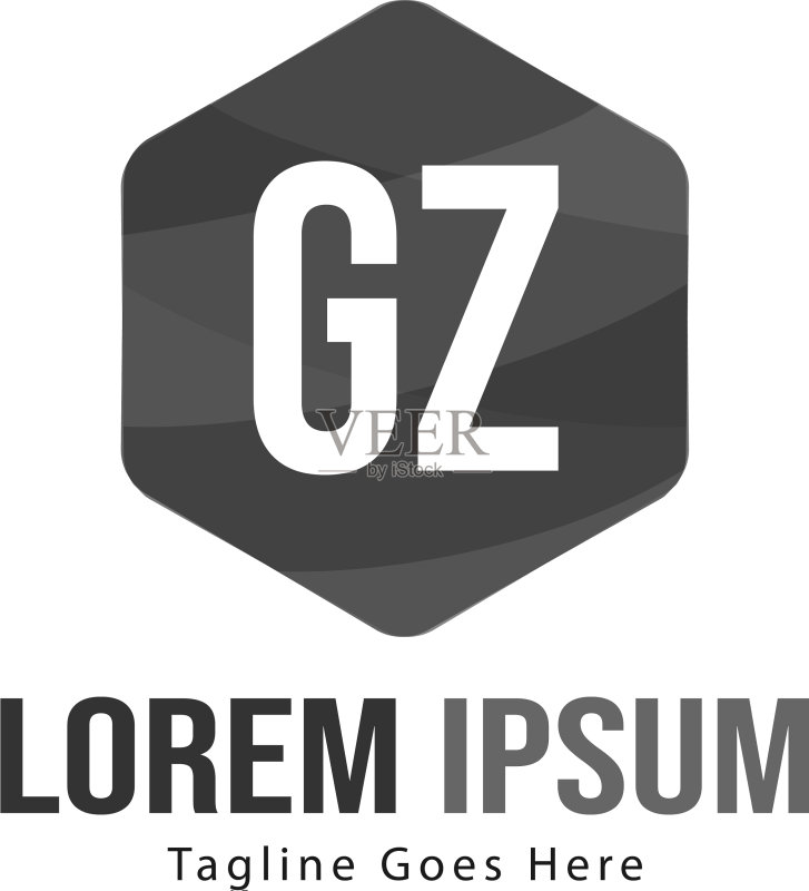 现代边框GZ字母logo模板图标素材