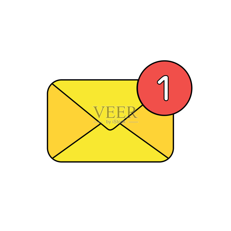 数字一信封图标概念图标素材