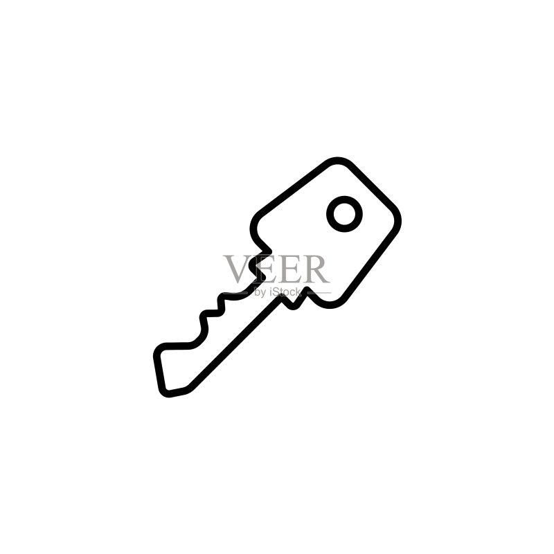 白色背景上的黑色钥匙网络图标图标素材