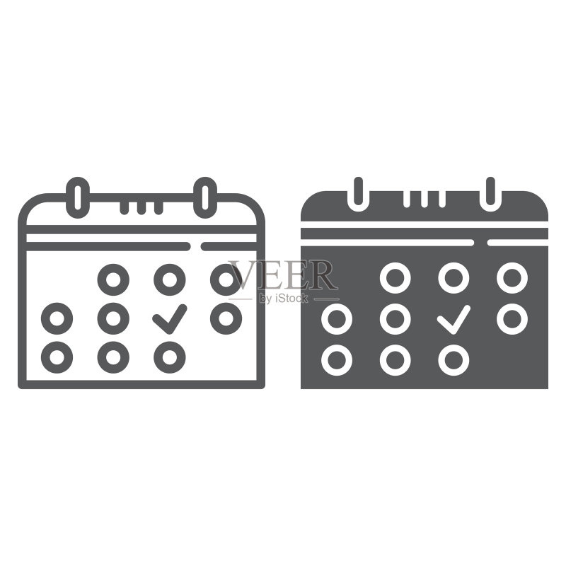 月份日期线性字形日历图标图标素材