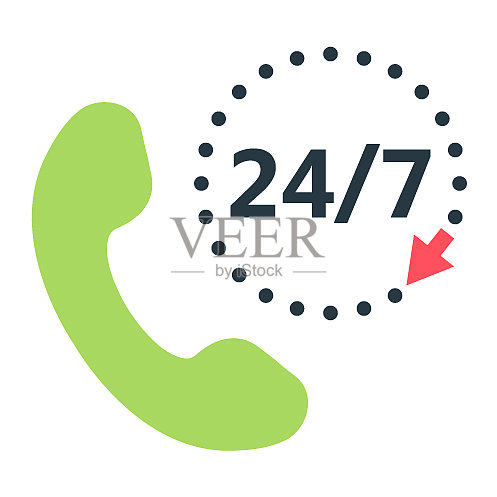 24/7全天候扁平图标支持服务和网站图标素材
