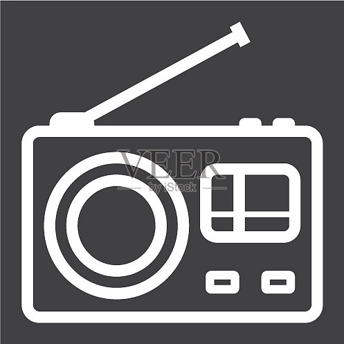 无线电线性图标通信和网站图标素材