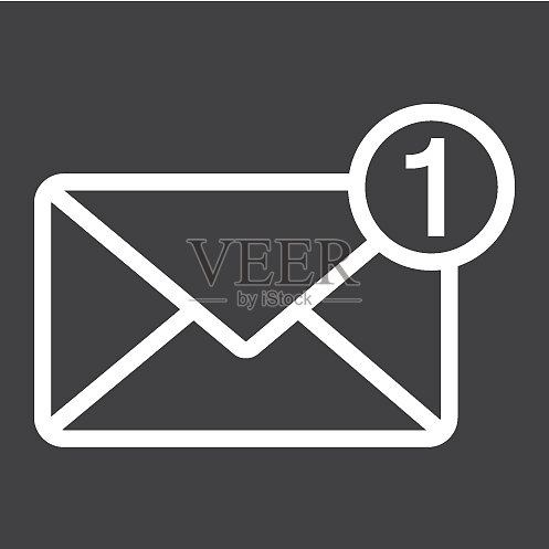 新消息提示线性图标:邮件及网站按钮图标素材