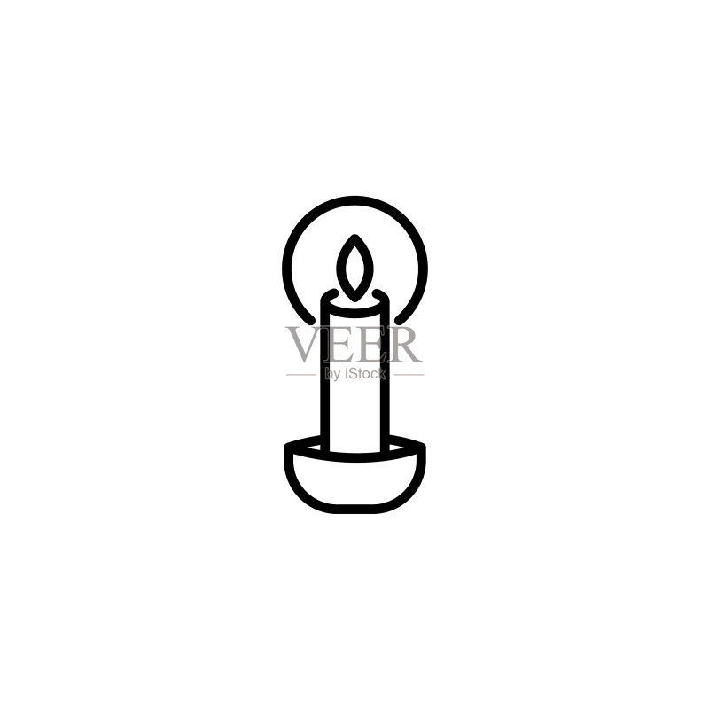 黑白蜡烛网络线性图标图标素材