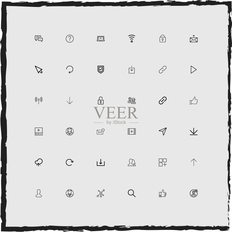 Web简约线性图标集图标素材