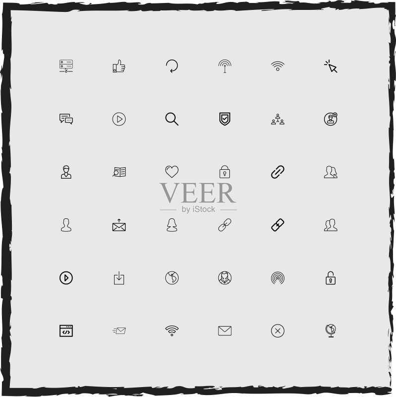 Web简约线性图标集图标素材