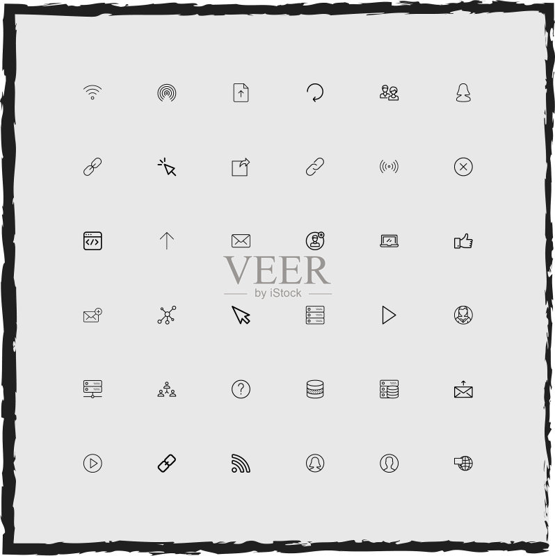 Web简约线性图标集图标素材