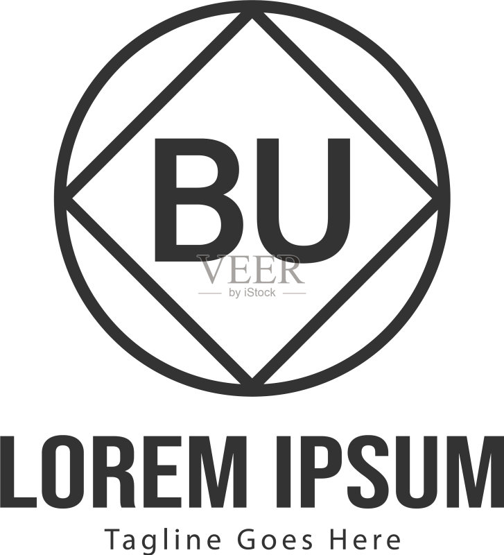 BU字母Logo设计:创意现代风格图标素材