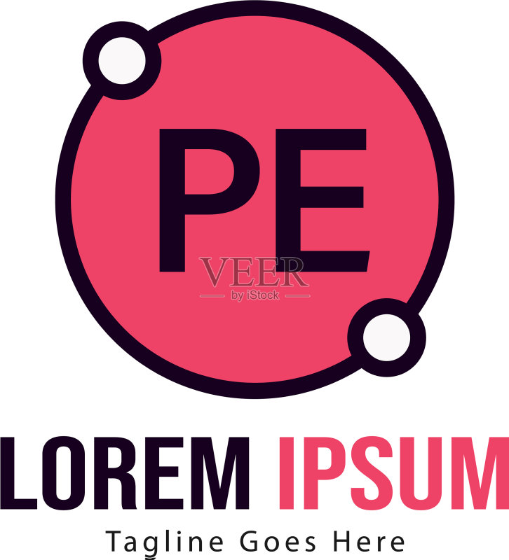 首字母PE现代边框logo模板图标素材