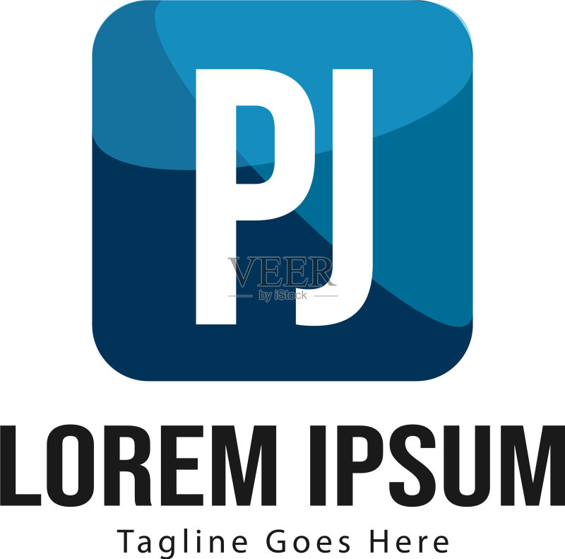 现代边框PJ字母logo模板图标素材