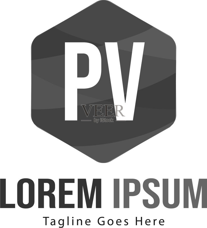 PV字母现代框架logo模板图标素材
