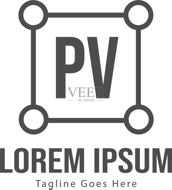PV字母现代框架logo模板图标素材