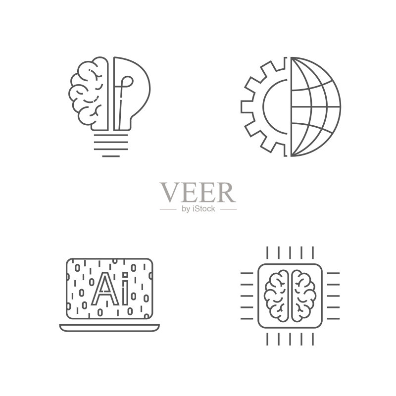 人工智能物联网高科技数字技术图标合集图标素材