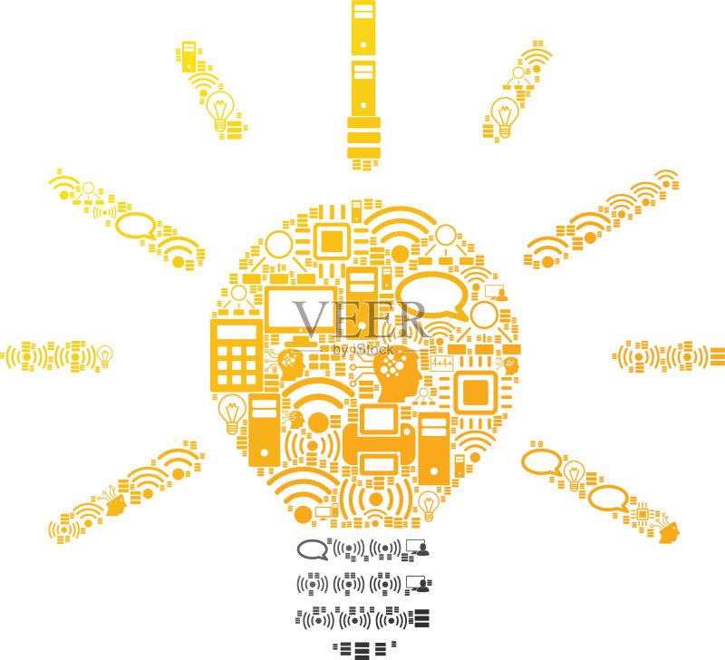 大数据灯泡组合图标图标素材