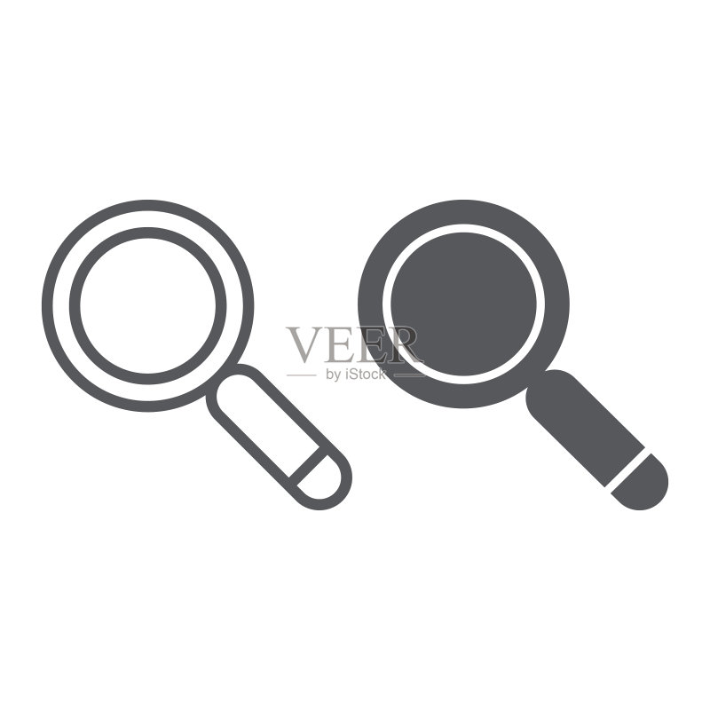 搜索线性字形图标:镜头与发现图标素材