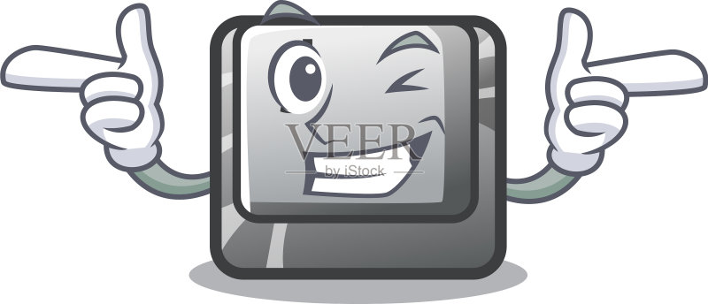 卡通眨眼字母J图标素材