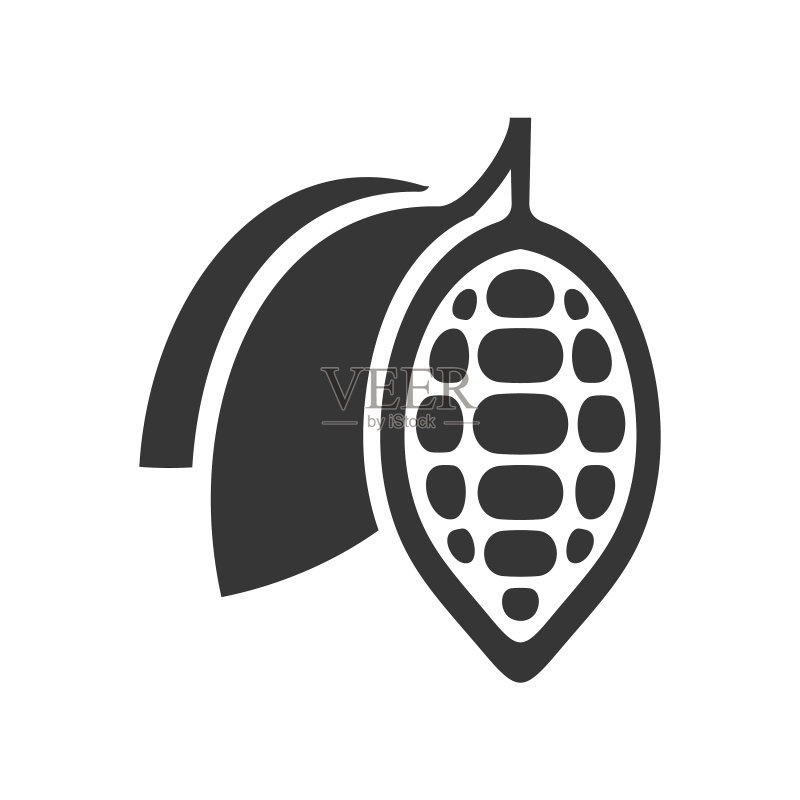 白色背景上的巧克力可可豆图标图标素材