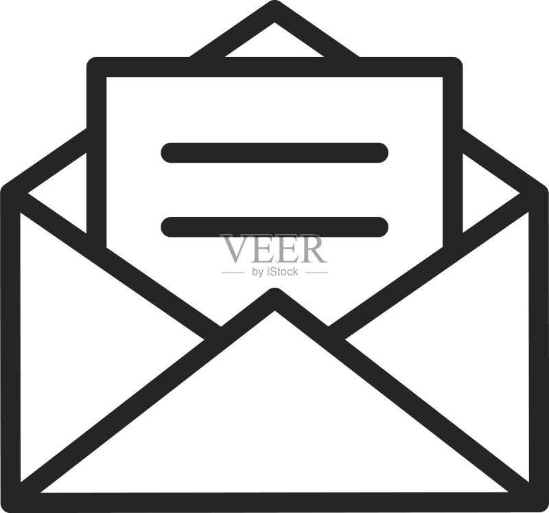 带信件图标的打开的信封图标素材