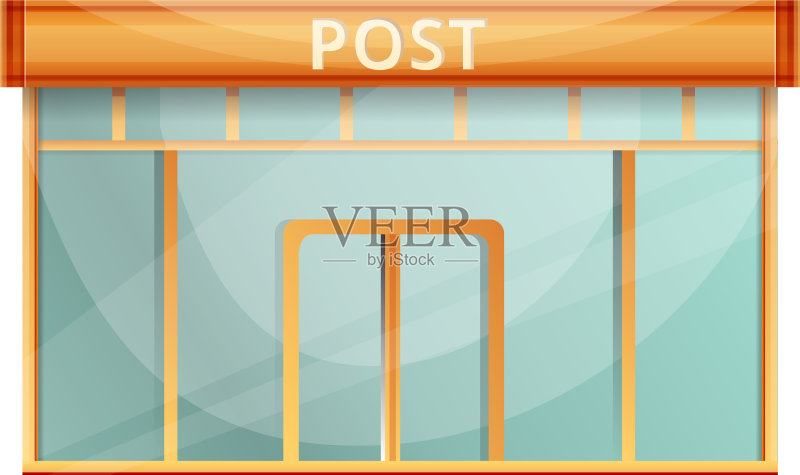 邮局建筑图标卡通风格图标素材