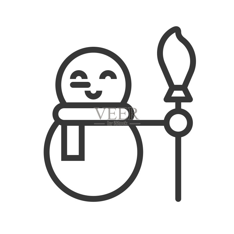 可爱的圣诞雪人图标轮廓图标素材