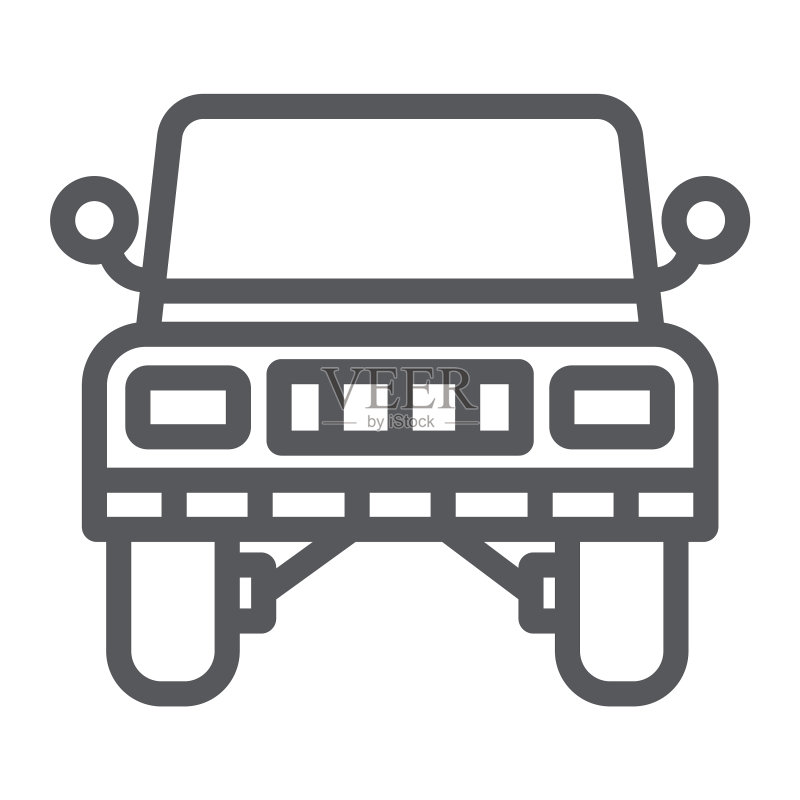 吉普车线条图标:交通运输和SUV标志图标素材