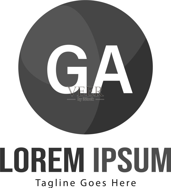 现代边框GA字母Logo模板图标素材