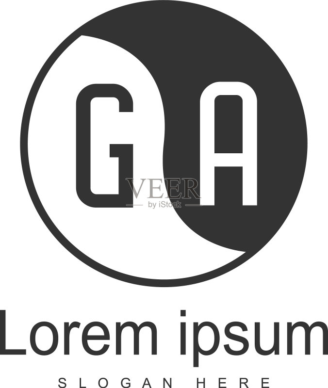 现代边框GA字母Logo模板图标素材