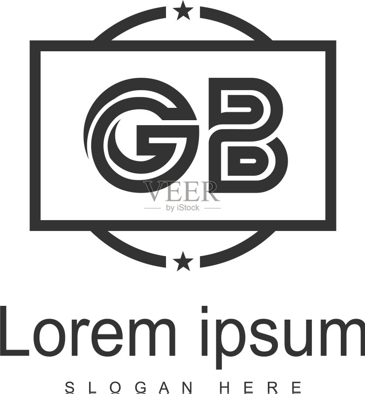 GB字母现代边框logo模板图标素材