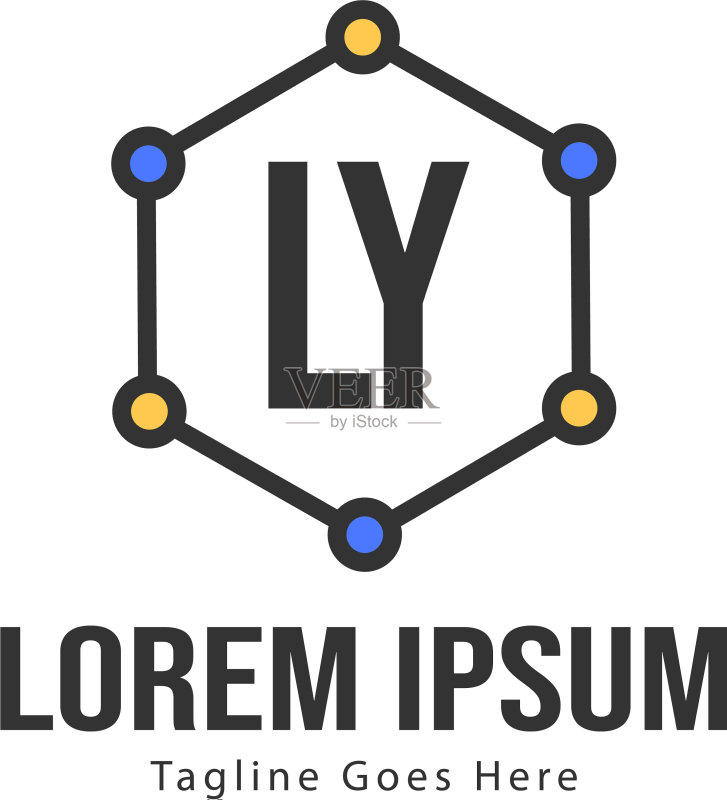 现代边框LY字母logo模板图标素材