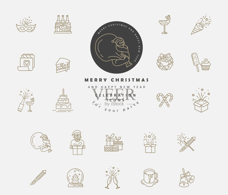 圣诞节庆祝活动图标和logo图标素材
