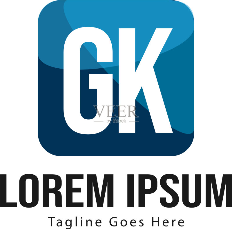 带有现代框架的GK首字母Logo模板图标素材