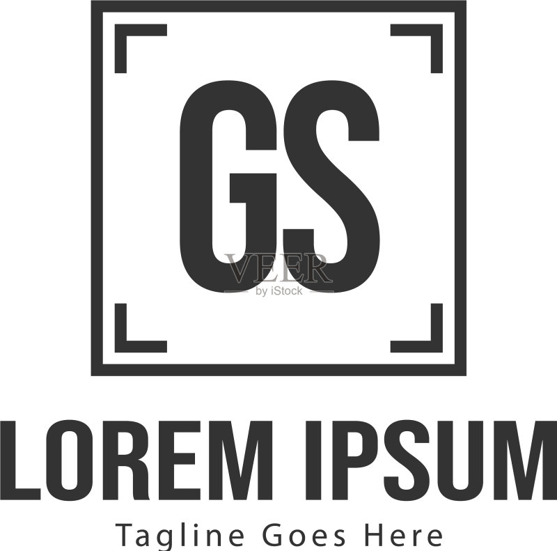 带有现代框架的GS字母标志模板图标素材