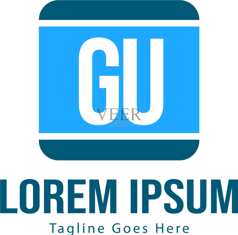 具有现代框架的GU首字母logo模板图标素材