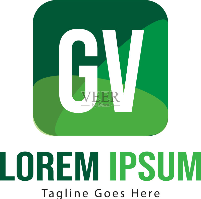 带现代框架的GV字母logo模板图标素材