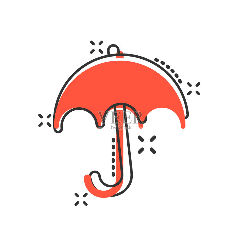 漫画风格雨伞图标图标素材
