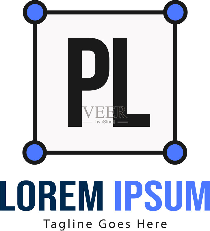 字母PL现代框架标志模板图标素材