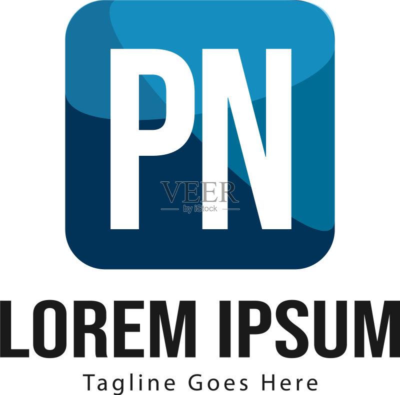 带有现代框架的PN字母logo模板图标素材