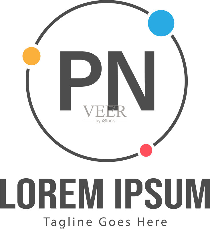 带有现代框架的PN字母logo模板图标素材