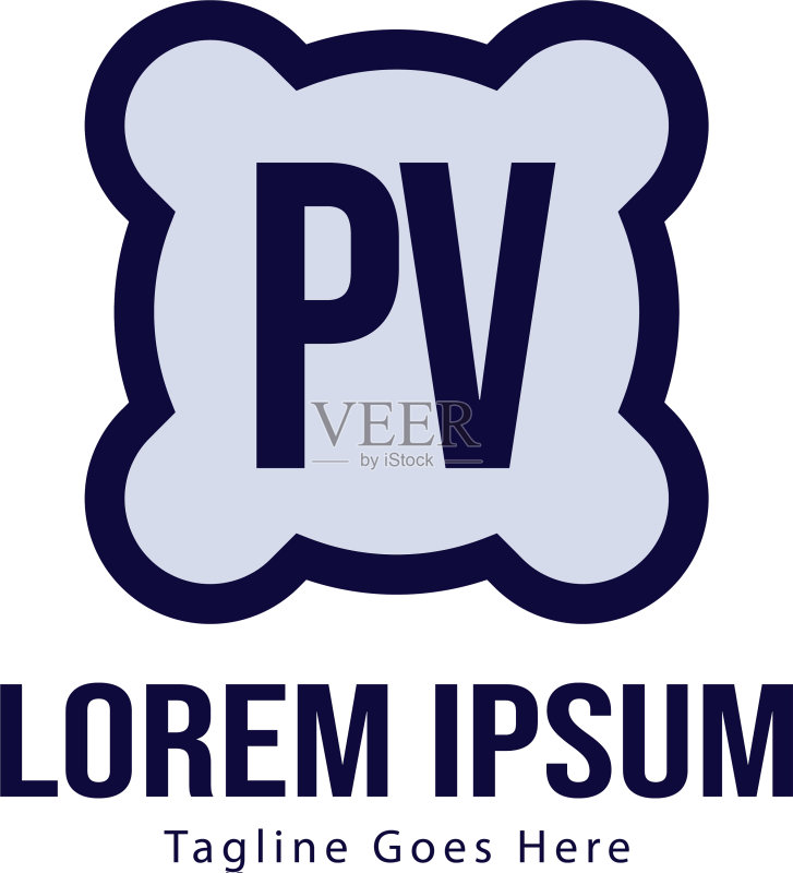 PV字母现代框架logo模板图标素材