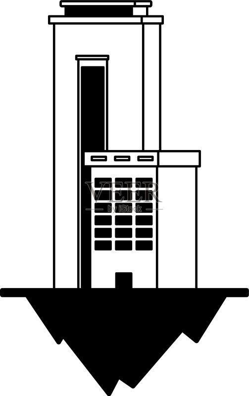 公寓和办公楼城市景观图标素材