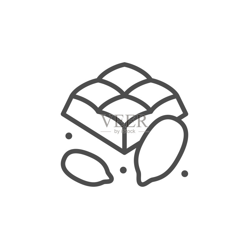 可可巧克力块线条轮廓图标图标素材