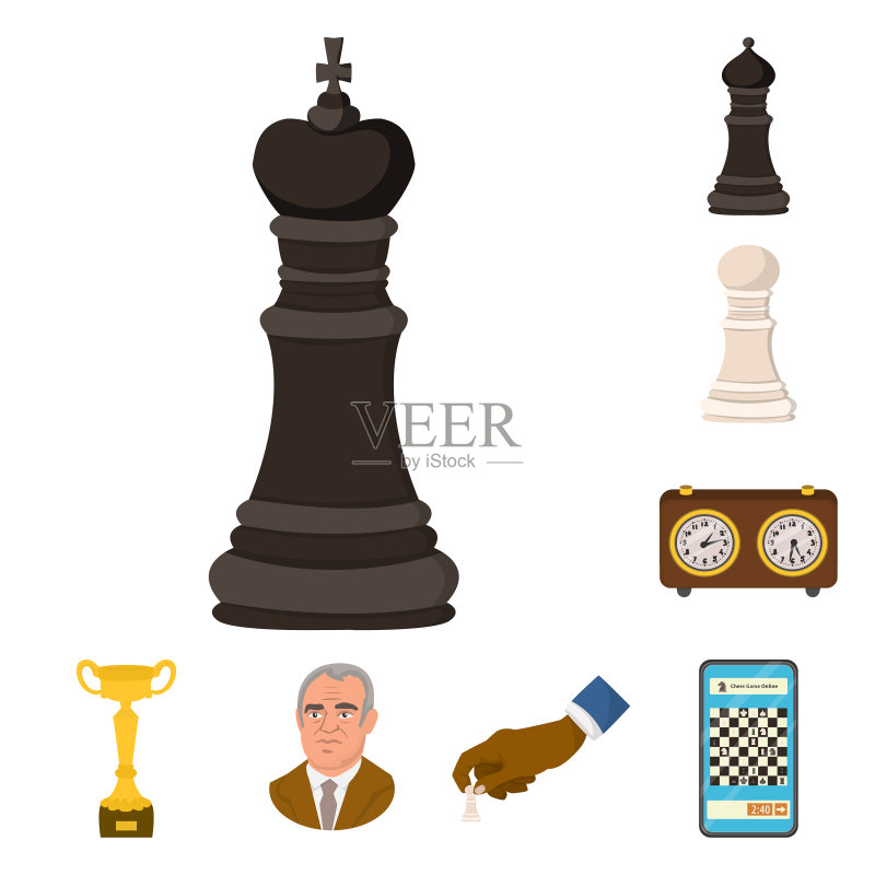 国际象棋和游戏标志设计套装图标素材
