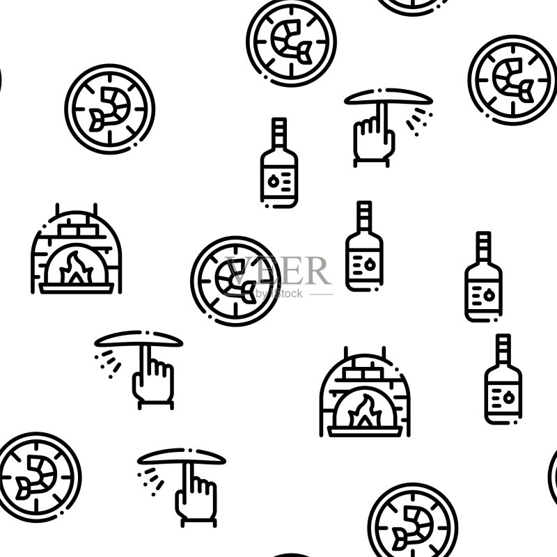 美味披萨无缝图案图标素材