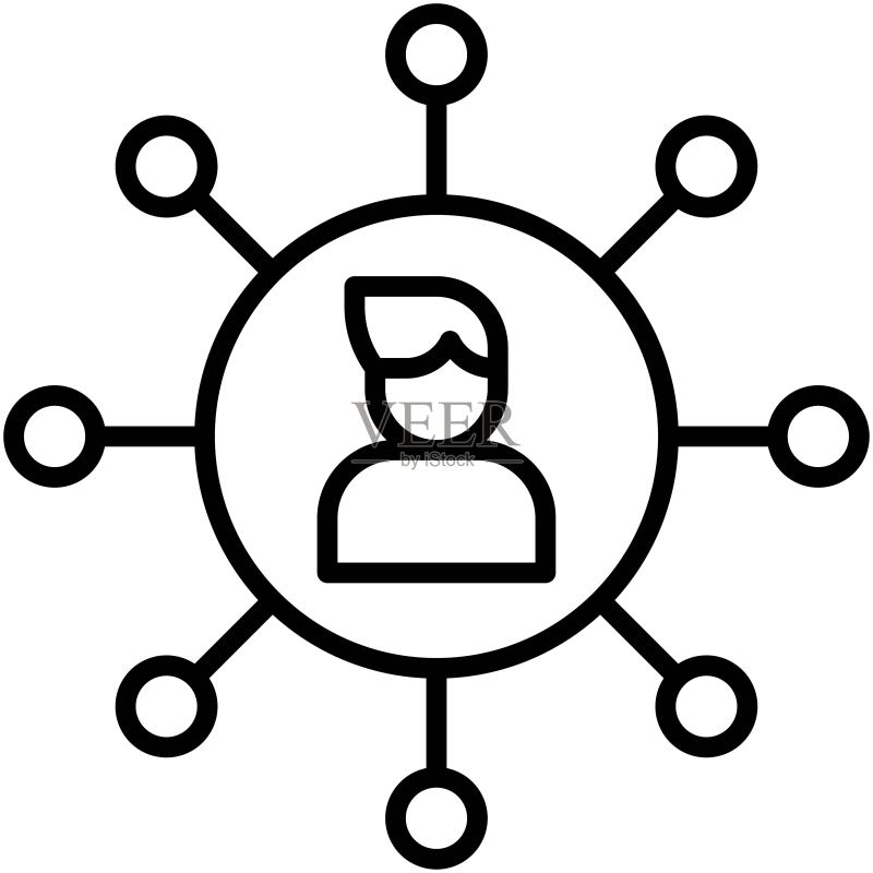带有社交网络矢量图标的男人头像图标素材