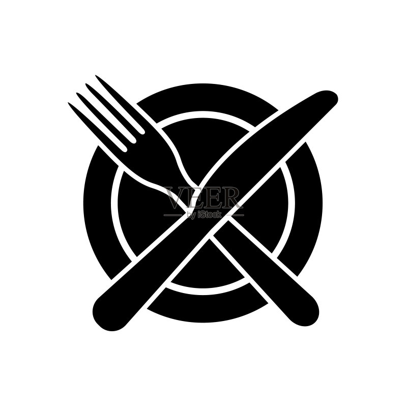 白色背景上的刀叉图标Logo图标素材